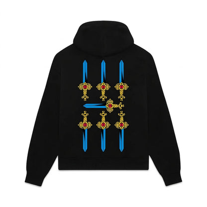 Dolly Noire felpa con cappuccio da uomo Sette di Spade - Napoletane Hoodie SW1363-GQ-01 nera