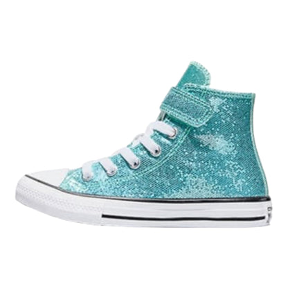 Converse Chuck Taylor All Star Easy-On Shimmer Sneakers Alta Bambina Acquamarina Bianco - A19095C