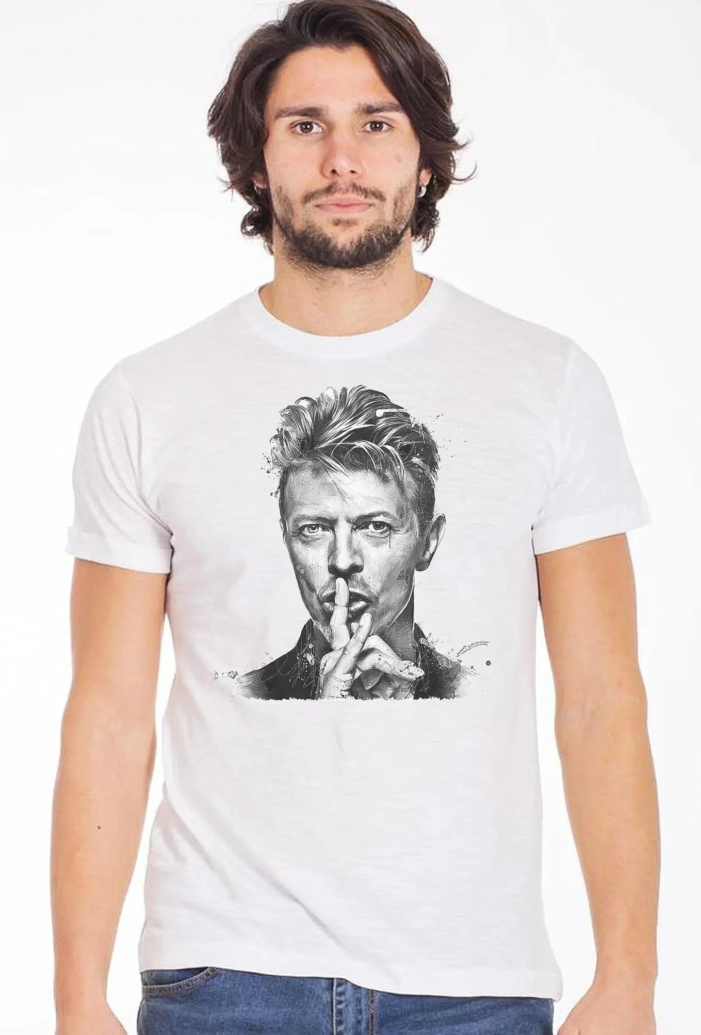 T-shirt David Bowie Uomo Slub - Cotone 100% Made in Italy