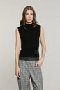 Relish Maglia OPERATOR senza maniche collo alto con fondo paillettes più cintura fiore con strass DRA2602637023 nera