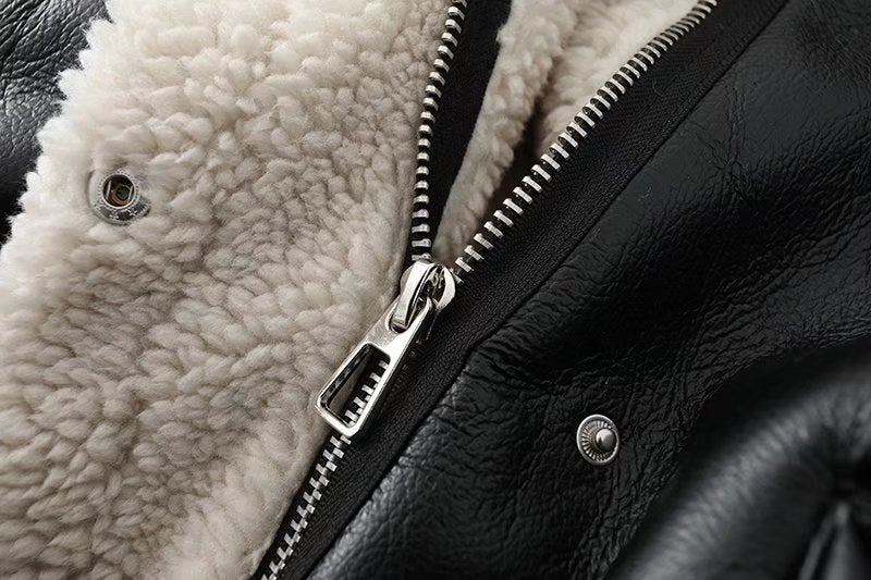 Giubbotto Donna in Ecopelle Spesso – Giacca Morbida Calda Elegante Casual