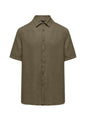 Bomboogie Men's Regular Fit Linen Shirt SM7790TLI2_350 – Desert Sage