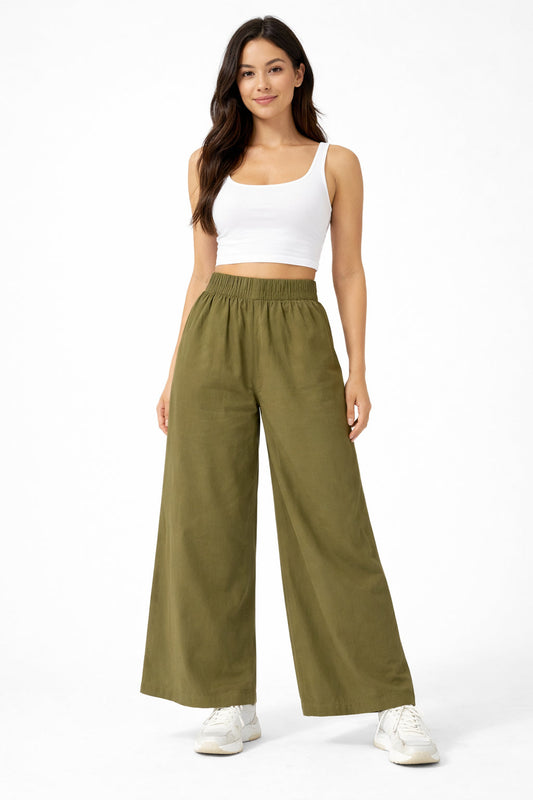 Dimensione Danza Pantalone Donna Elastico in Vita 40D306T75 9900 - Verde Militare