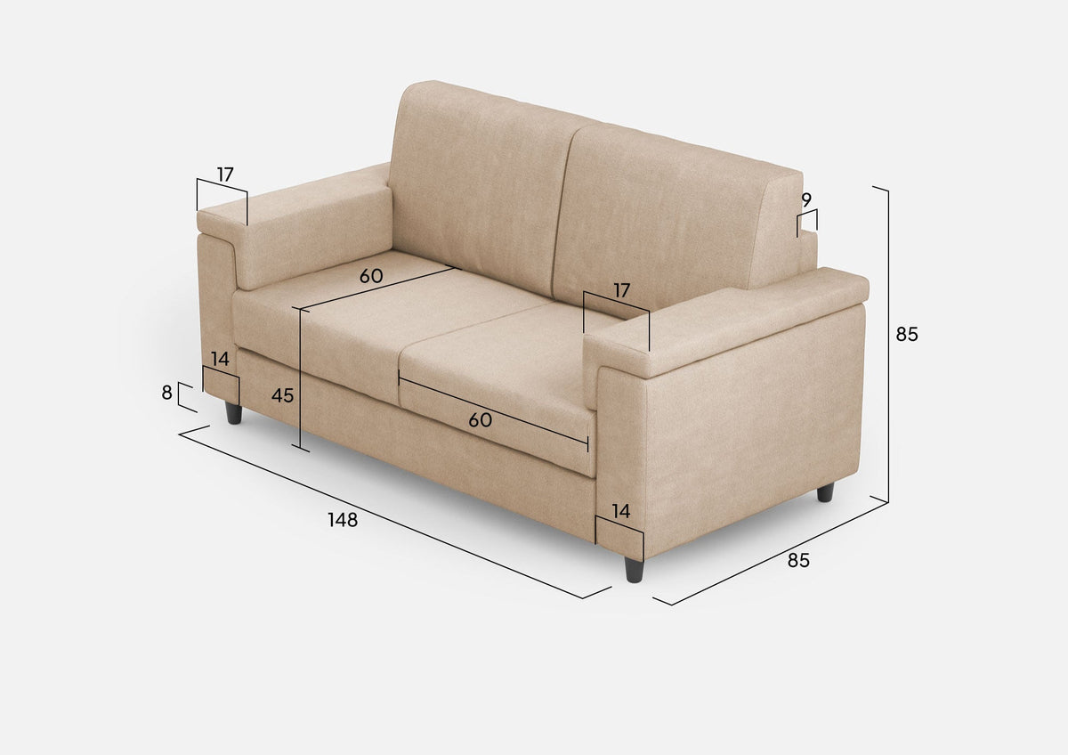 Marrak 2-seater sofa (two 60cm seats) external dimensions W.148cm