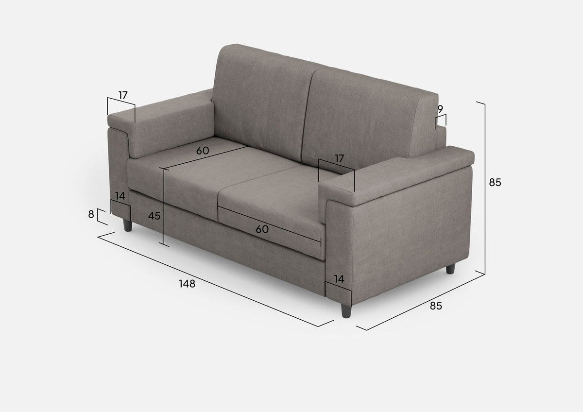 Marrak 2-seater sofa (two 60cm seats) external dimensions W.148cm