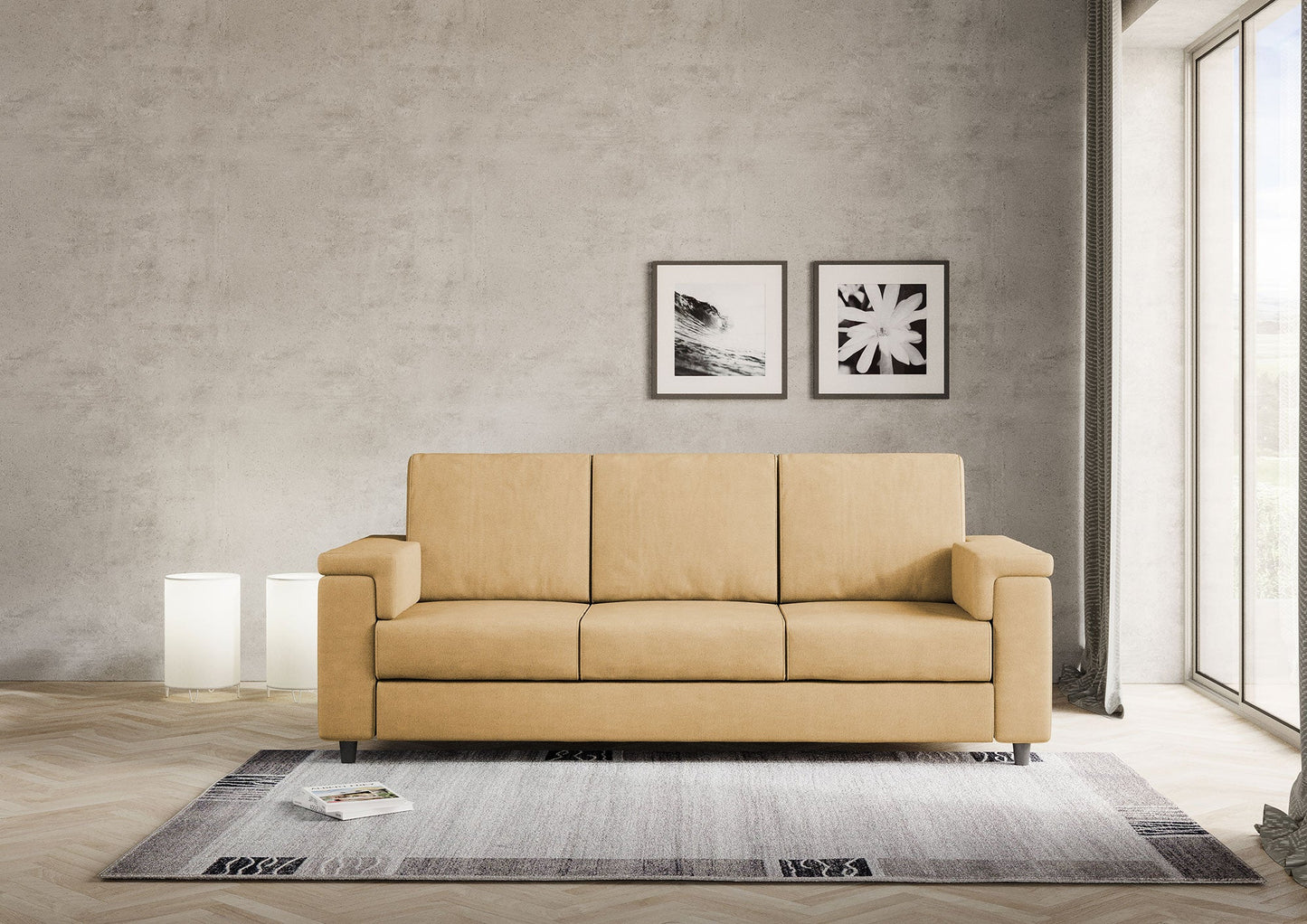 Divano Marrak 3 posti (tre sedute da 60cm) misure esterne L.208cm