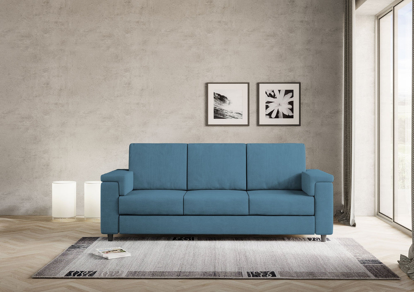 Divano Marrak 3 posti (tre sedute da 60cm) misure esterne L.208cm
