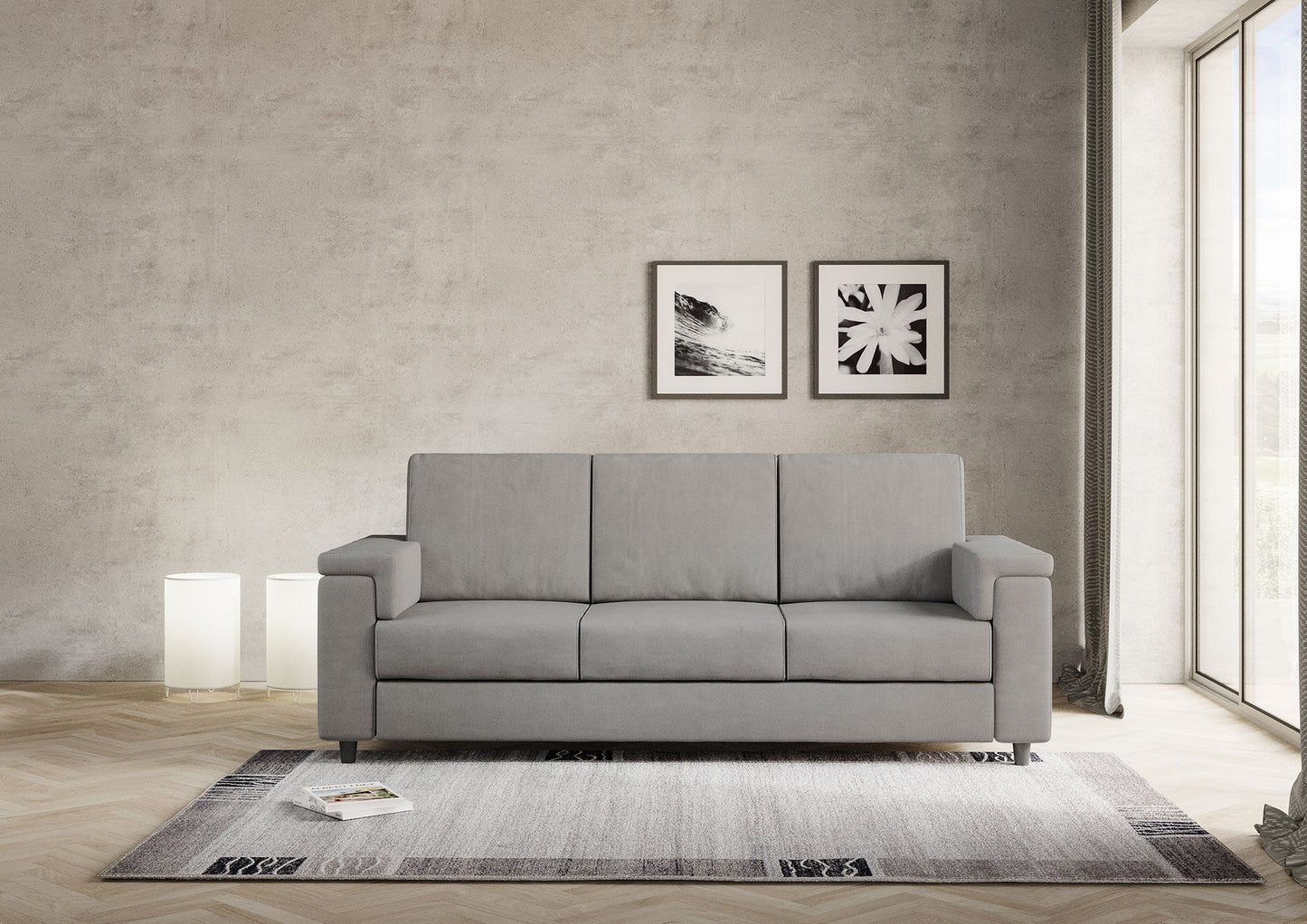 Divano Marrak 3 posti (tre sedute da 60cm) misure esterne L.208cm