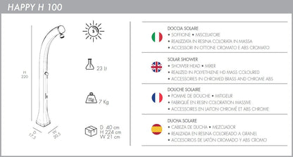 Doccia giardino solare Arkema antracite con lavapiedi