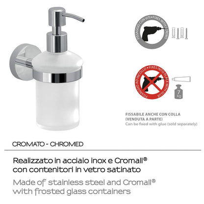 Dosasapone a muro GEDY linea Eros in acciaio Cromato