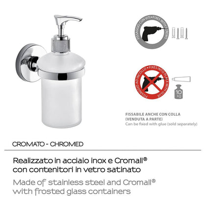 Dosasapone a muro GEDY linea Felce in acciaio Cromato