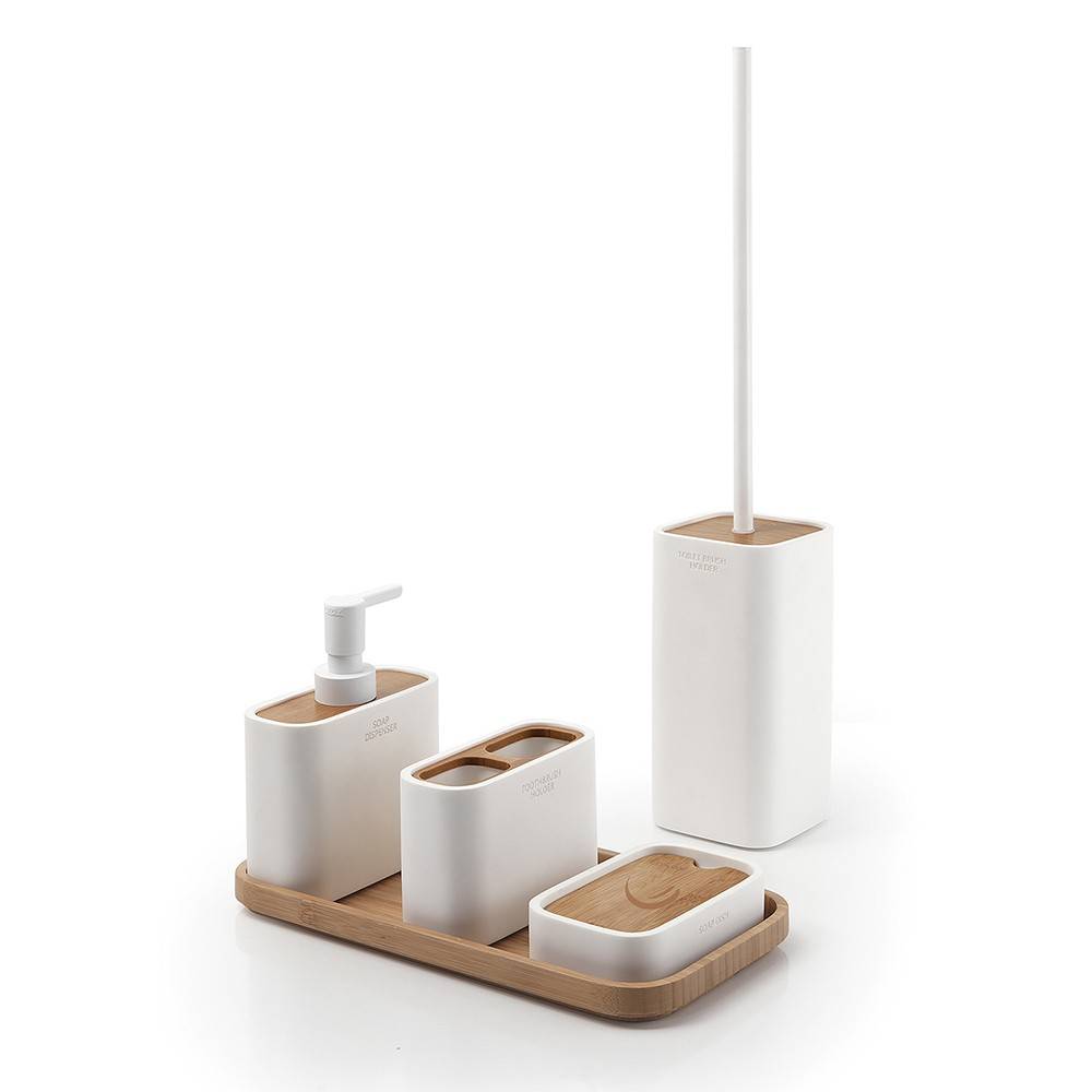 Dosasapone d'appoggio GEDY linea Ninfea in resina e legno Bianco Matt