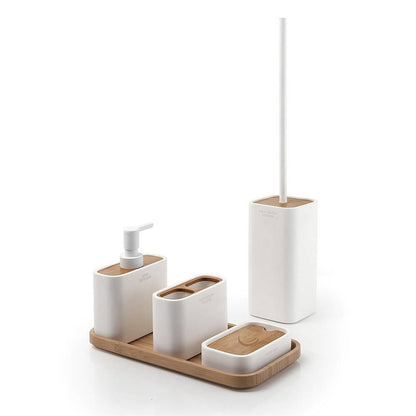 Dosasapone d'appoggio GEDY linea Ninfea in resina e legno Bianco Matt