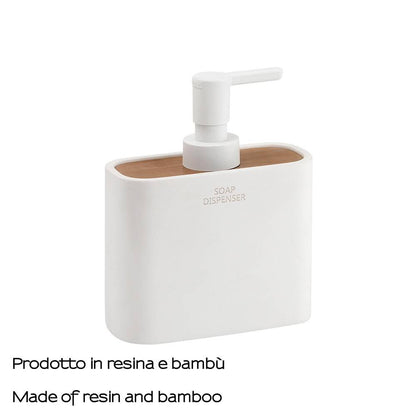 Dosasapone d'appoggio GEDY linea Ninfea in resina e legno Bianco Matt