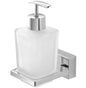 Chromed steel and frosted glass soap dispenser, modern and refined design - Velvet Series