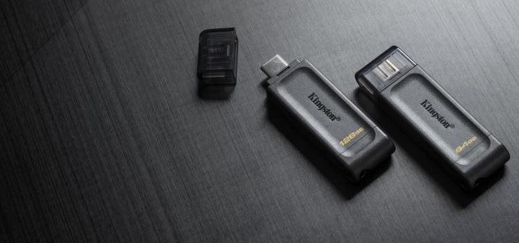 Kingston Pendrive 64GB DataTraveler USB-C 3.2 DT70/64GB Speicherstick Flash Drive Typ C Schwarz