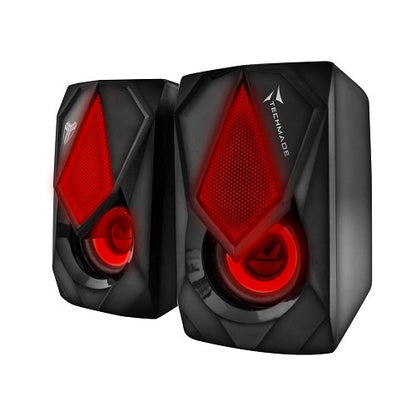 Techmade Casse Per Pc 2.0 Speaker Gaming  Computer 3W Luce Led  Multicolor Nero