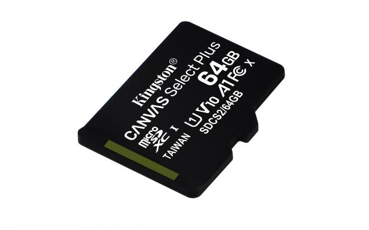 Kingston Micro Sd 64GB + Adattatore Canvas Plus Sdcs2 64Gb Classe 10 100Mb/S