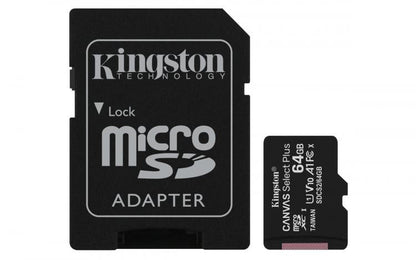 Kingston Micro Sd 64GB + Adattatore Canvas Plus Sdcs2 64Gb Classe 10 100Mb/S