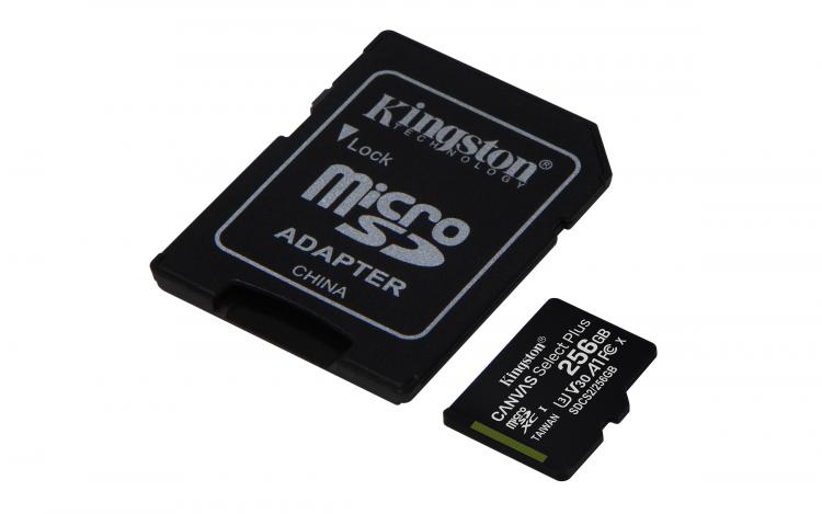 Kingston Micro SD 256GB + Adapter Canvas Plus SDCS2 Klasse 10 100MB/S