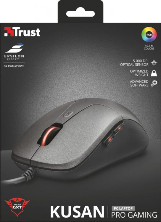 Trust Gaming Maus GXT180 Kusan Gaming Schwarz für Spiele 5000 dpi 6 empfindliche Tasten