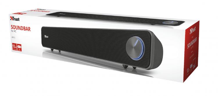 Trust Soundbar für PC Arys USB 12W Schwarz Lautsprecher Monitor Gaming Aux