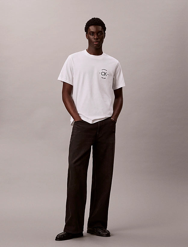 Calvin Klein T-shirt Uomo April Graphic LV04RE825GY AF Bianco Cotone
