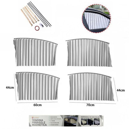 Set 4 Magnetische Sonnenschutzblenden für Front- und Heckscheibe des Autos, Grau