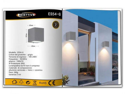 LED-Außenwandleuchte Gartenlampe GU10 IP65/Grau