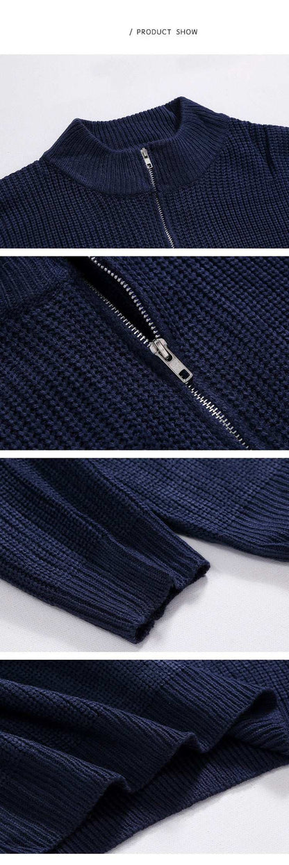 Maglione con Mezza Zip a Collo Alto