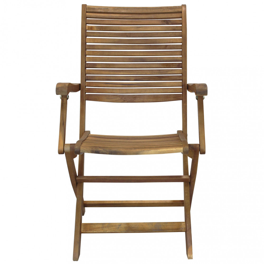 Poltrona Riviera con braccioli - Sedia in legno di Acacia Marrone 55 x 64 x 94 cm H
