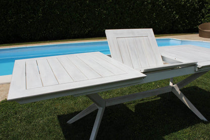 Tavolo allungabile Bali 150/200 x 90 in legno di acacia bianco