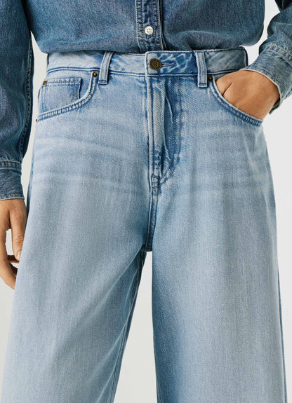 Pepe Jeans Jaimy PL20474042W02 Jeans Donna Wide Leg Vita Alta Blu Chiaro