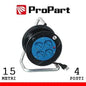 Avvolgicavo 4pos bipasso/schuko 15metri spina16A nero