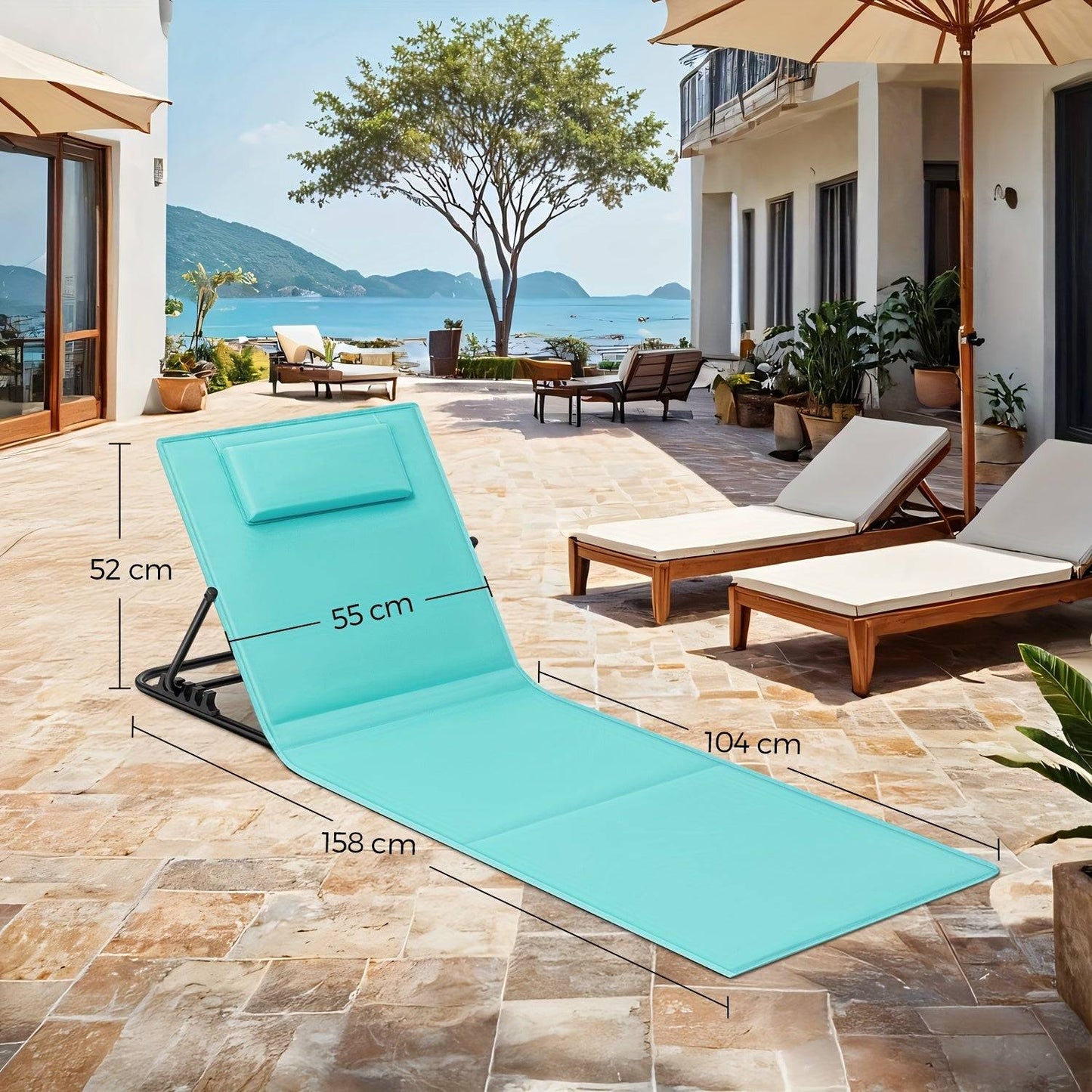 SONGMICS Klappliege Strandliege Liegestuhl 158x55cm Leicht Tragbar Camping Garten Pool