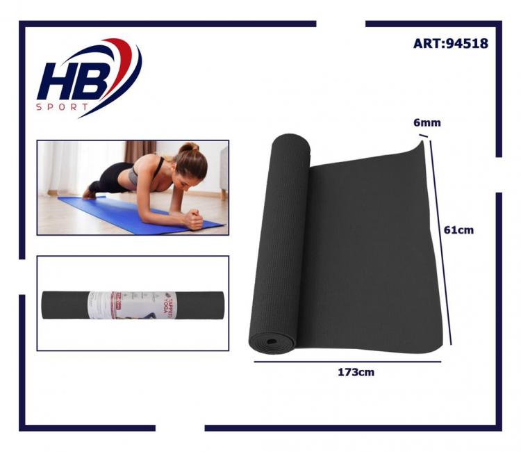 Yogamatte Aerobicmatte Fitness Gymnastik Pilates 6mm Schwarz