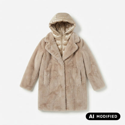 Bomboogie Cappotto lungo in ecopelliccia effetto lapin da donna Odessa Overcoat CW6570TFSB6 170 ostrica