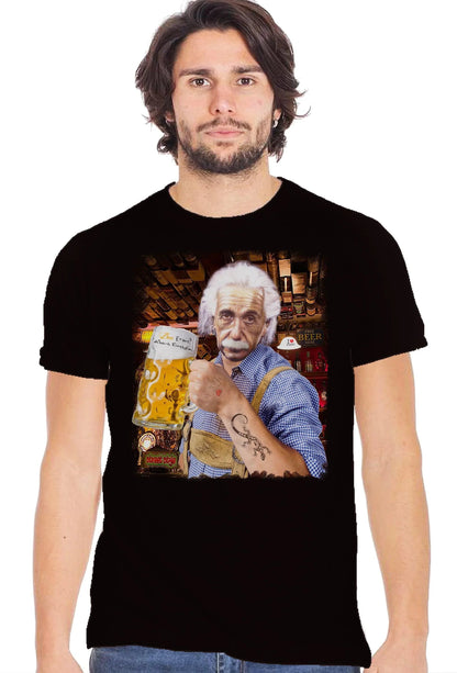 T-Shirt Einstein che Beve Birra - Cotone Biologico Uomo