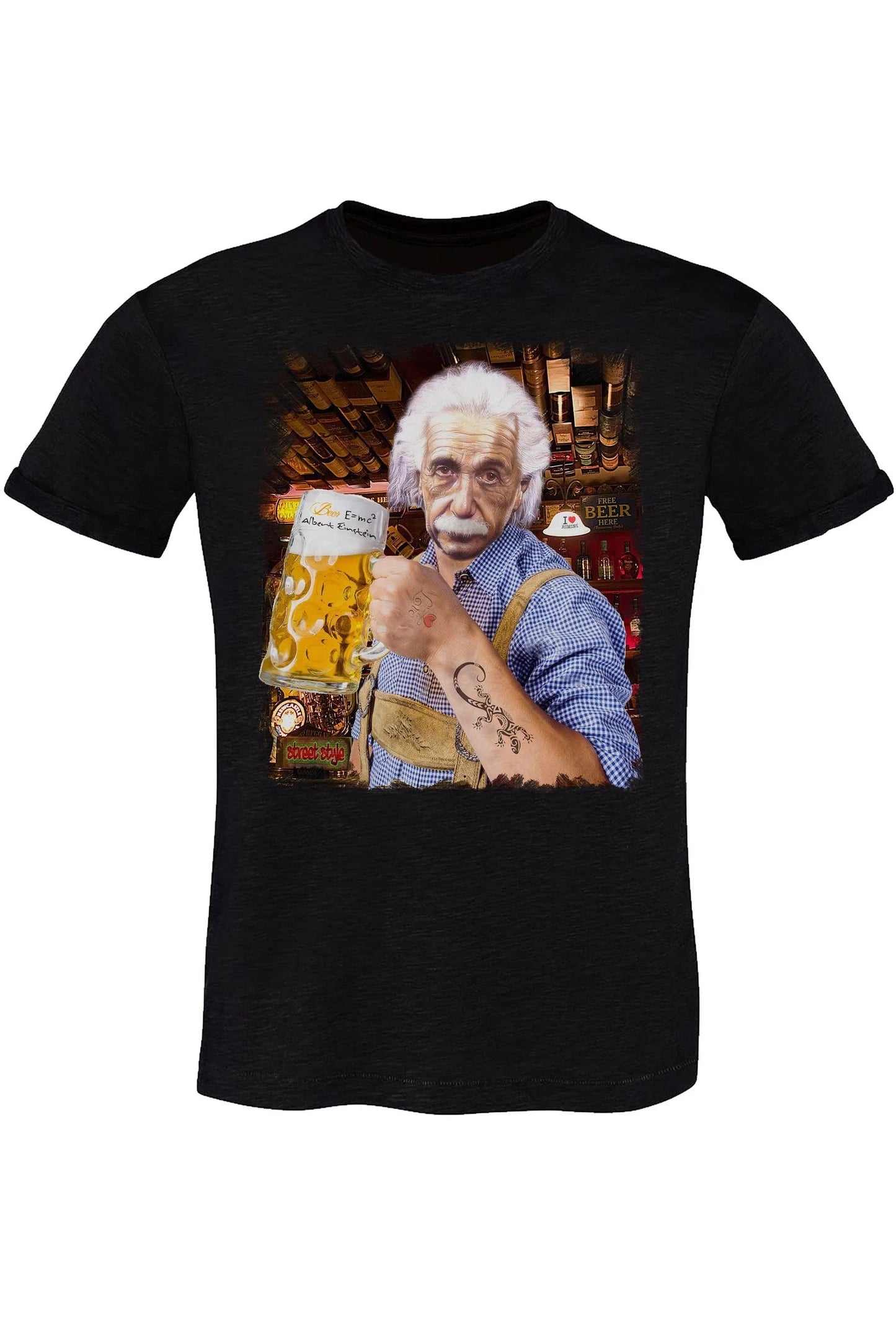 T-Shirt Einstein che Beve Birra - Cotone Biologico Uomo