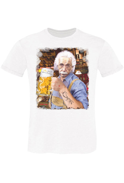 T-Shirt Einstein che Beve Birra - Cotone Biologico Uomo