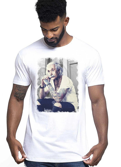 T-Shirt Einstein Genius Tatuato - Cotone Fiammato Unisex