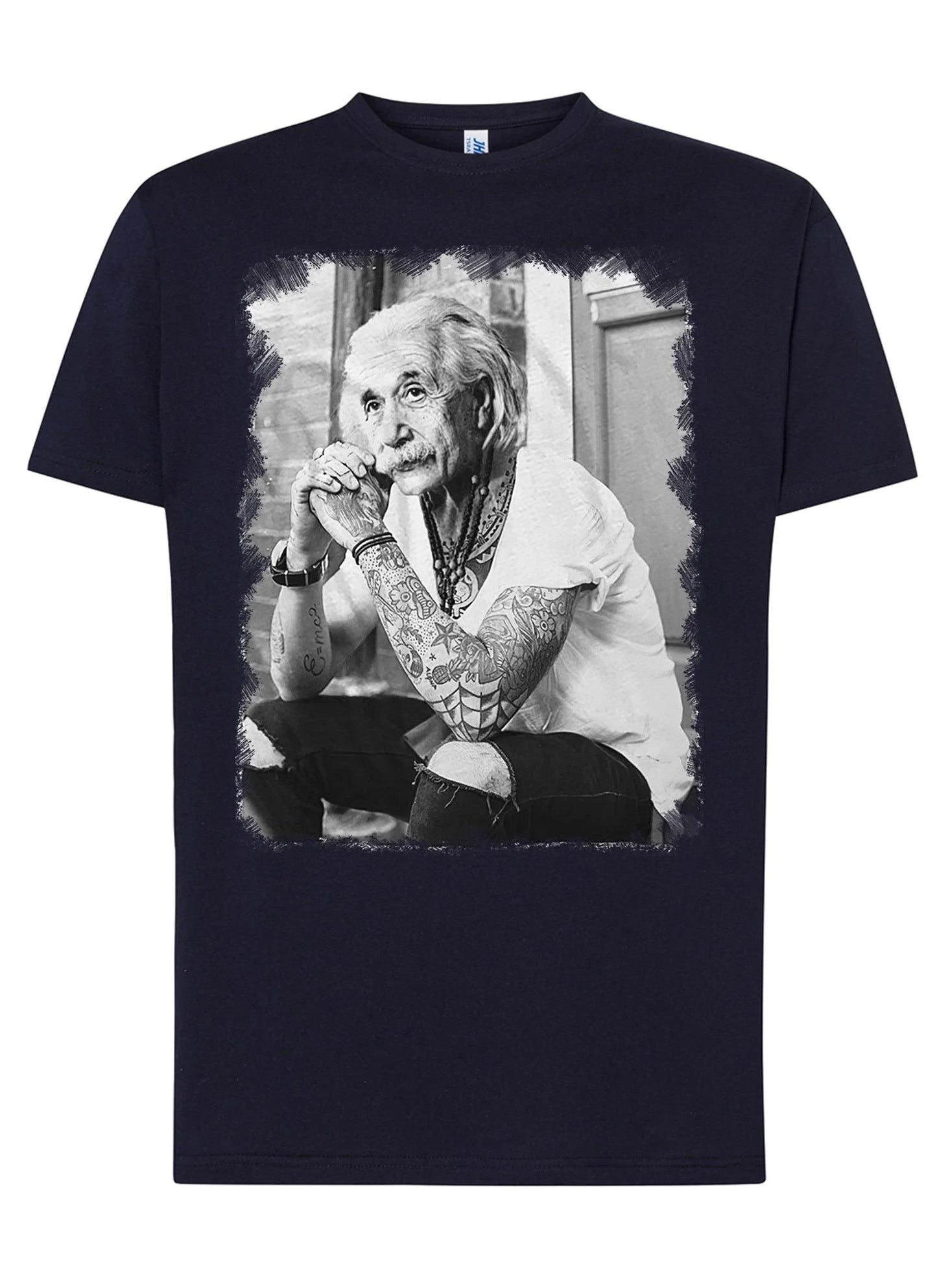 T-Shirt Einstein Genius Tatuato - Cotone Fiammato Unisex