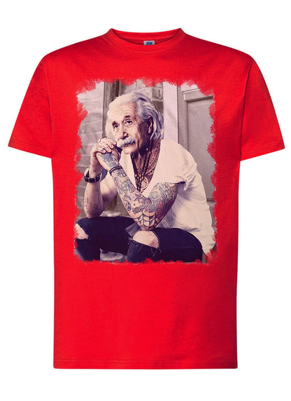 T-Shirt Einstein Genius Tatuato - Cotone Fiammato Unisex
