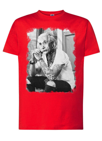 T-Shirt Einstein Genius Tatuato - Cotone Fiammato Unisex