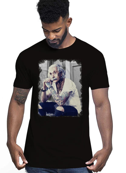 T-Shirt Einstein Genius Tatuato - Cotone Fiammato Unisex