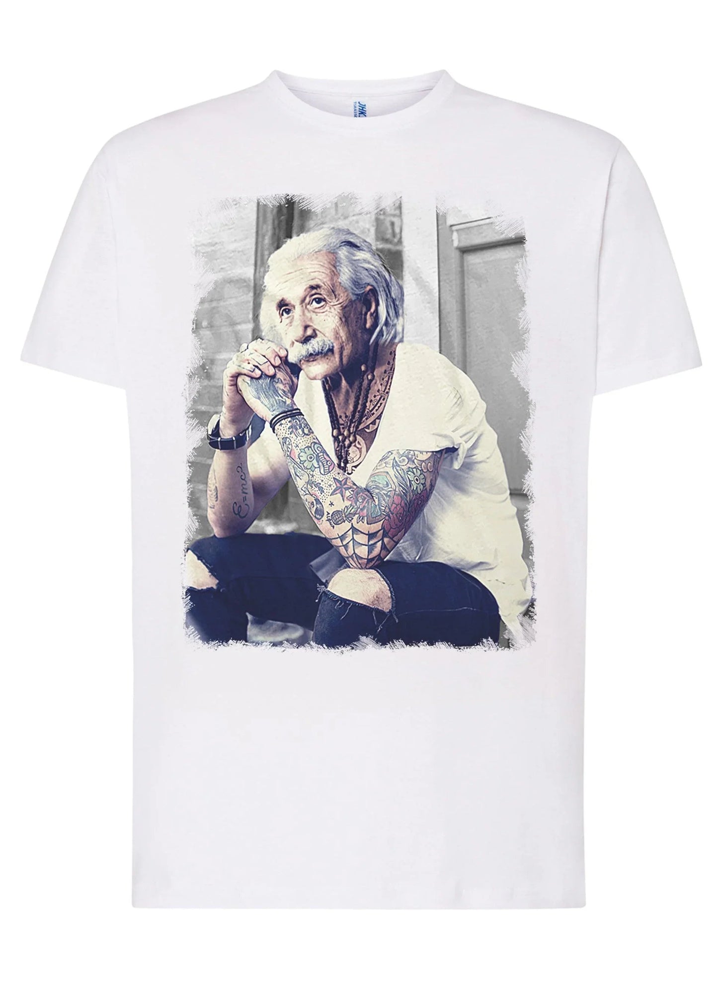 T-Shirt Einstein Genius Tatuato - Cotone Fiammato Unisex