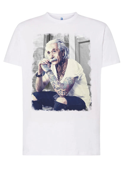 T-Shirt Einstein Genius Tatuato - Cotone Fiammato Unisex
