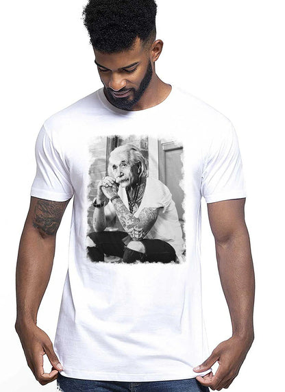 T-Shirt Einstein Genius Tatuato - Cotone Fiammato Unisex