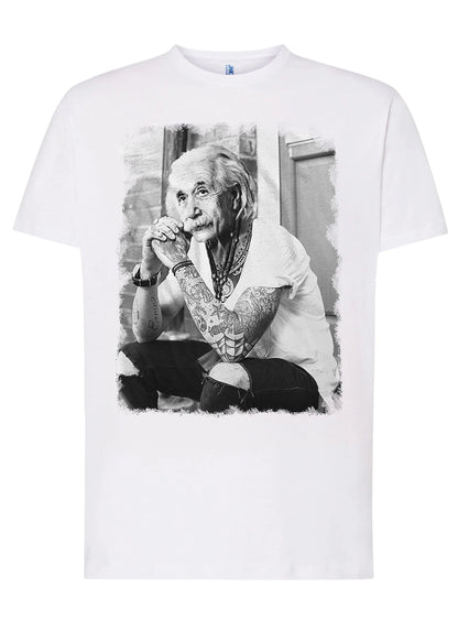 T-Shirt Einstein Genius Tatuato - Cotone Fiammato Unisex
