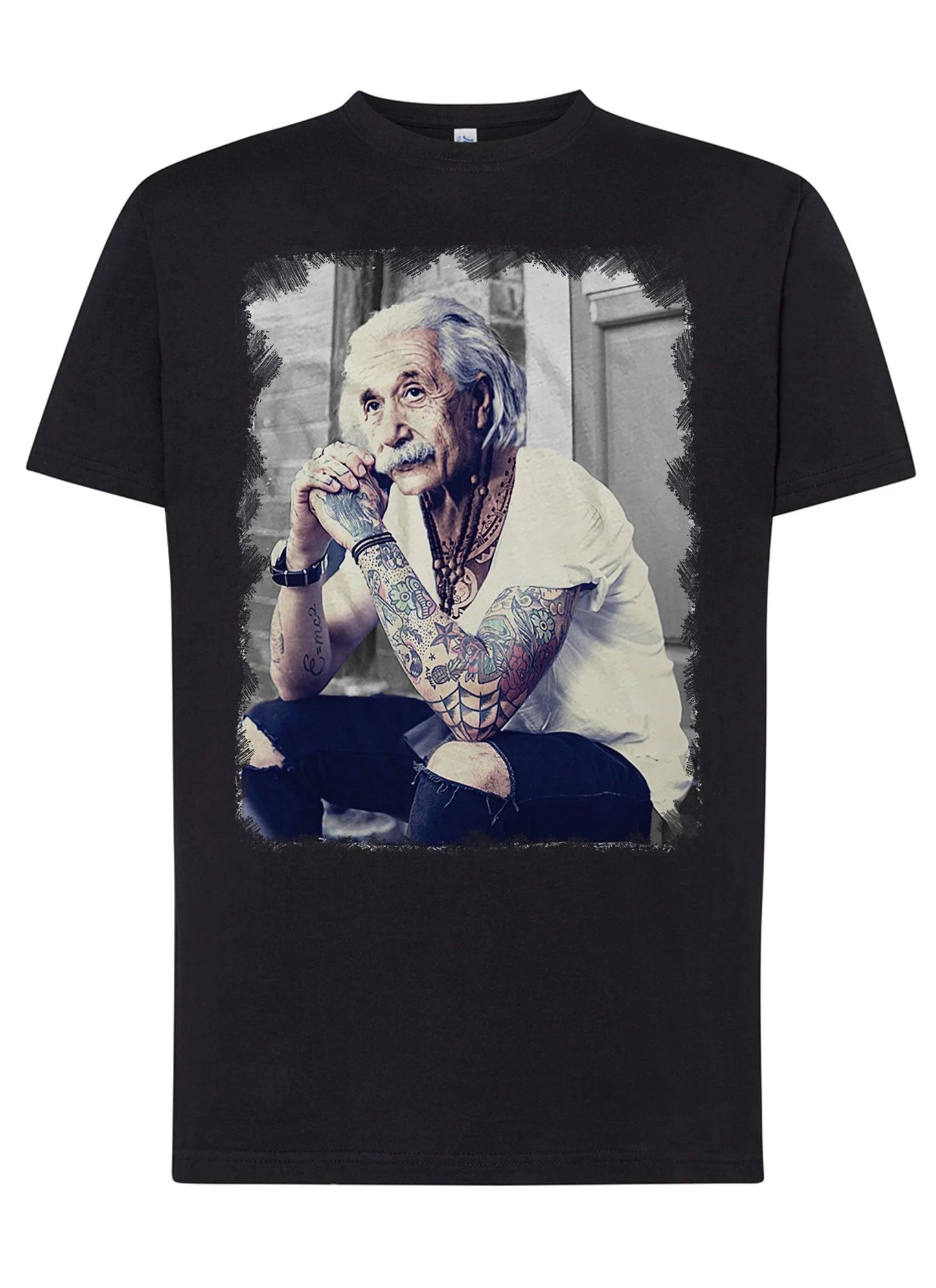 T-Shirt Einstein Genius Tatuato - Cotone Fiammato Unisex